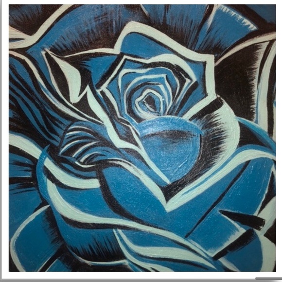 Blue Rose Art Print Wall Decor